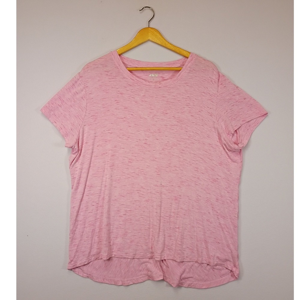 Athleisure Avia Womens XL Pink Space Dye Short Sleeve High-Low Active T-Shirt